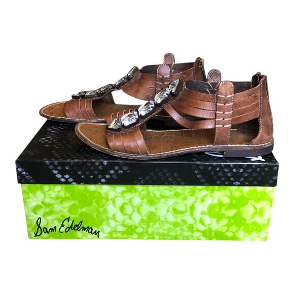 Sam Edelman Galina Coffee Bean Zip Back Leather Gladiator Sandals Womens Sz 7.5M - Picture 8 of 12